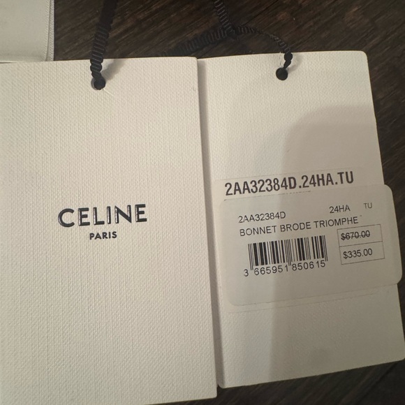 Celine Pink Knit Hat with Iconic Emblem - Picture 4 of 5